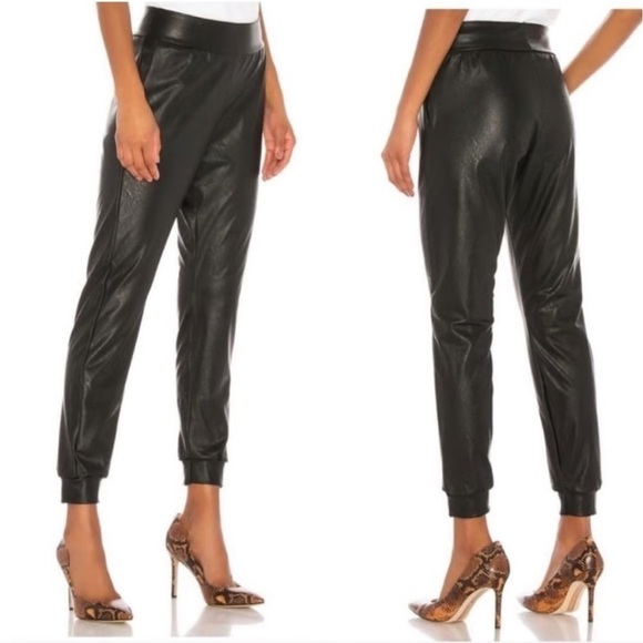 Commando Pants - Commando black faux Leather jogger Pants